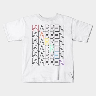 warren rainbow text stacks Kids T-Shirt